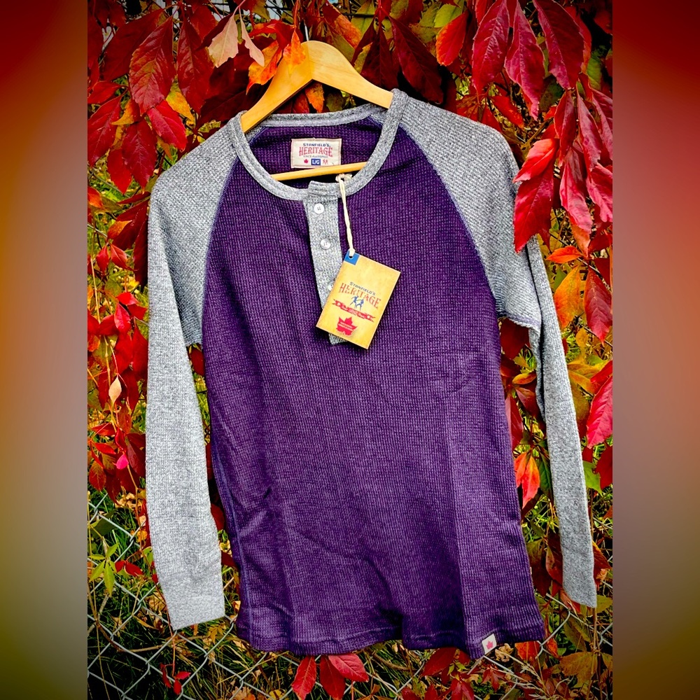 NWT Stanfield’s Heritage Waffle Henley - Woman’s L / G - Oxford Plum